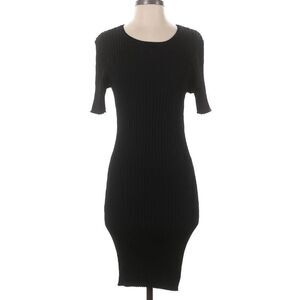 GOOD AMERICAN SIZE 5/6 XXL Black Ribbed Short Sleeve BodyCon Cut Out Back Dress